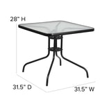 English Elm EE2562 Contemporary Commercial Grade Glass Patio Table and Chair Set Black EEV-16279