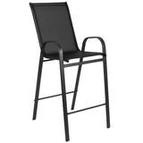 English Elm EE2564 Modern Commercial Grade Glass Patio Table and Chair Set Black EEV-16284