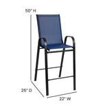 English Elm EE2564 Modern Commercial Grade Glass Patio Table and Chair Set Navy EEV-16286