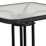 English Elm EE2566 Contemporary Commercial Grade Glass Patio Table Clear Top/Black Rattan EEV-16288