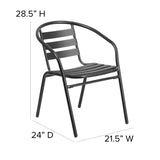 English Elm EE2574 Contemporary Commercial Grade Glass Patio Table and Chair Set Black EEV-16308