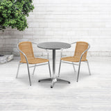 English Elm EE2583 Contemporary Commercial Grade Aluminum Patio Table and Chair Set Beige EEV-16328