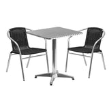 English Elm EE2587 Contemporary Commercial Grade Aluminum Patio Table and Chair Set Black EEV-16337
