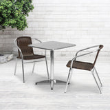 English Elm EE2587 Contemporary Commercial Grade Aluminum Patio Table and Chair Set Dark Brown EEV-16338