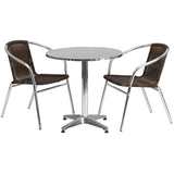 English Elm EE2591 Contemporary Commercial Grade Aluminum Patio Table and Chair Set Dark Brown EEV-16346