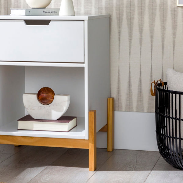 Walker Edison Tanner Modern/ 1 Drawer Scandi-Minimalist Nightstand TNNB4CWHP