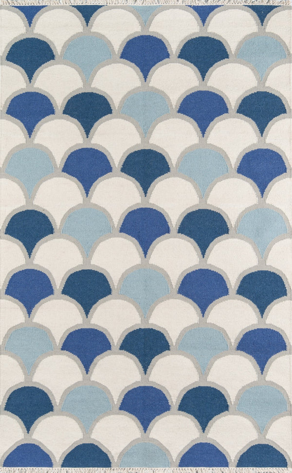 Momeni Novogratz Topanga TOP-2 Hand Woven Contemporary Geometric Indoor Area Rug Blue 7'6" x 9'6" TOPANTOP-2BLU7696