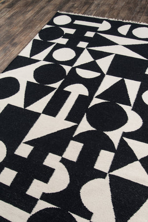 Momeni Novogratz Topanga TOP-3 Hand Woven Contemporary Geometric Indoor Area Rug Black 7'6" x 9'6" TOPANTOP-3BLK7696