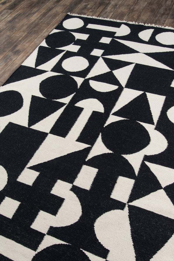 Momeni Novogratz Topanga TOP-3 Hand Woven Contemporary Geometric Indoor Area Rug Black 7'6" x 9'6" TOPANTOP-3BLK7696