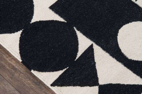 Momeni Novogratz Topanga TOP-3 Hand Woven Contemporary Geometric Indoor Area Rug Black 7'6" x 9'6" TOPANTOP-3BLK7696