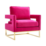 Avery Pink Velvet Chair With Polished Gold Base