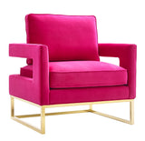 Avery Pink Velvet Chair With Polished Gold Base