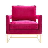 Avery Pink Velvet Chair With Polished Gold Base