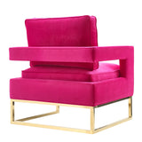 Avery Pink Velvet Chair With Polished Gold Base