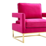 Avery Pink Velvet Chair With Polished Gold Base