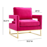 Avery Pink Velvet Chair With Polished Gold Base