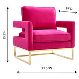 Avery Pink Velvet Chair With Polished Gold Base