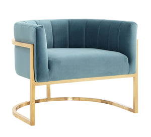 Magnolia Sea Blue Chair with Gold Base