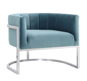 Magnolia Sea Blue Chair with Silver Base