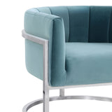 Magnolia Sea Blue Chair with Silver Base