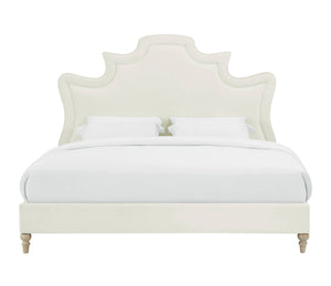 Serenity Cream Velvet Bed in Queen