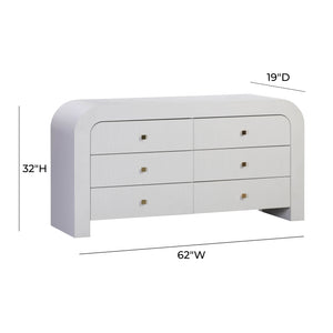 Hump 6 Drawer White Dresser