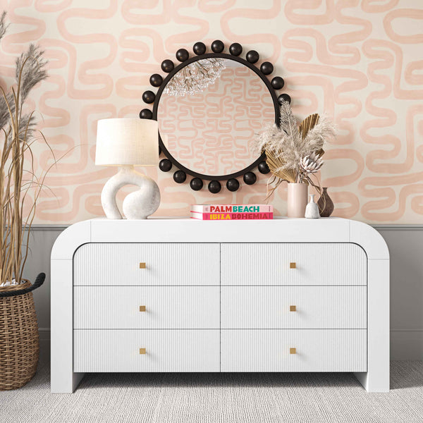 Hump 6 Drawer White Dresser