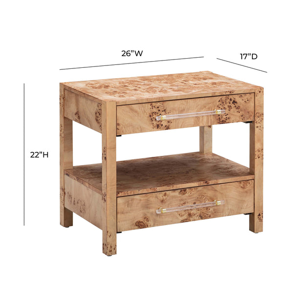 Brandyss Natural Burl Nightstand Natural TOV-B54189