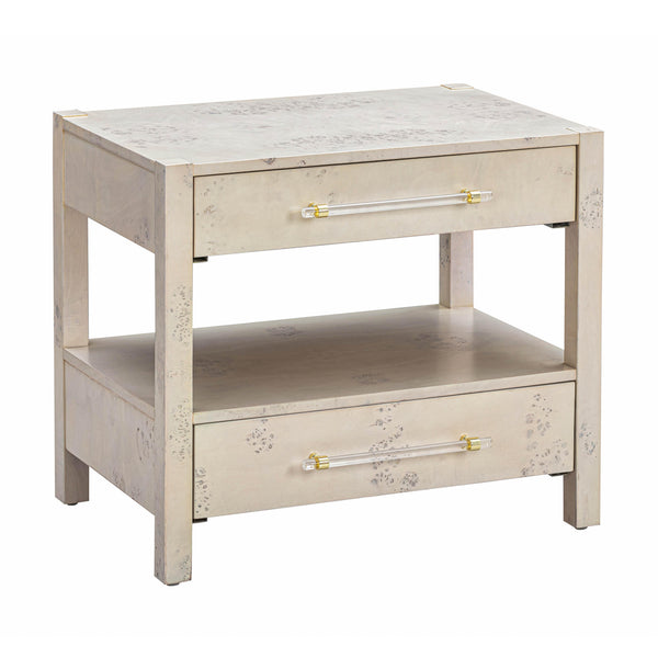 Brandyss White Burl Nightstand White TOV-B54190