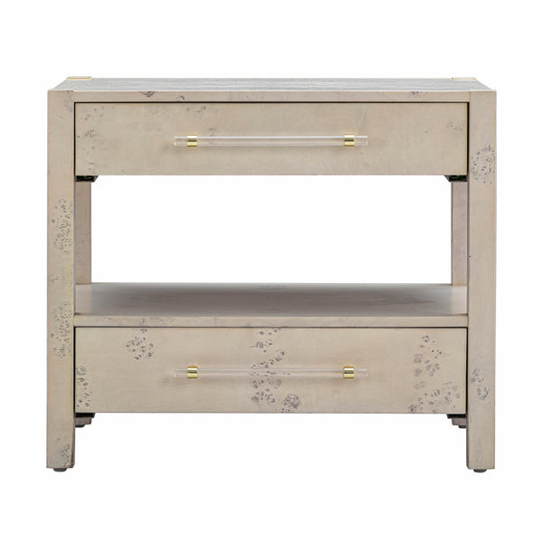 Brandyss White Burl Nightstand White TOV-B54190