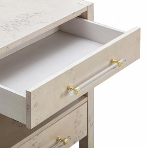 Brandyss White Burl Nightstand White TOV-B54190