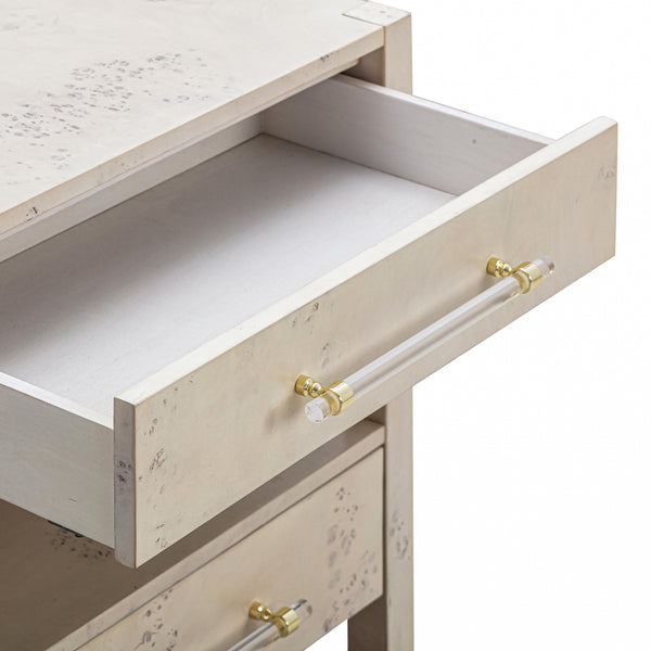 Brandyss White Burl Nightstand White TOV-B54190