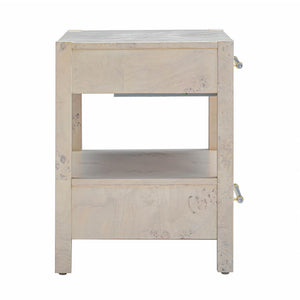 Brandyss White Burl Nightstand White TOV-B54190
