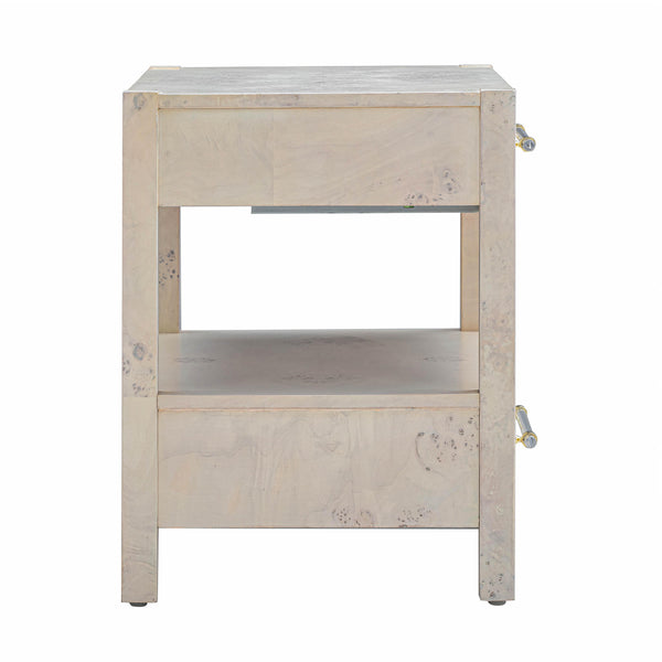 Brandyss White Burl Nightstand White TOV-B54190