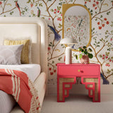 TOV Furniture Suzie Coral & Rattan Nightstand Pink 26"W x 15"D x 23"H