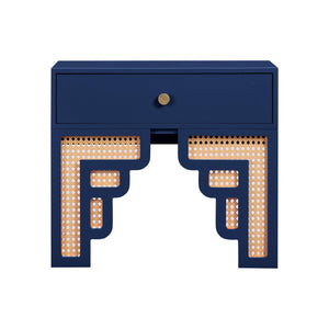 TOV Furniture Suzie & Rattan Nightstand Navy 26"W x 15"D x 23"H