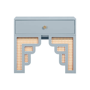 TOV Furniture Suzie Pastel & Rattan Nightstand Blue 26"W x 15"D x 23"H