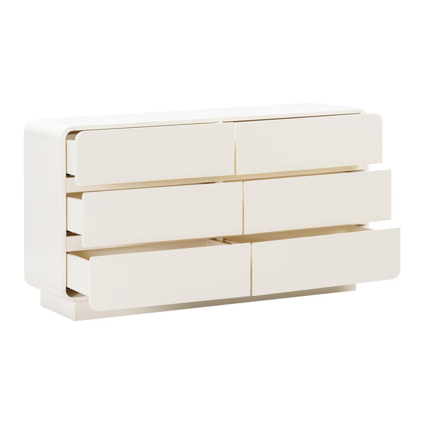 TOV Furniture Sagura 6-Drawer Dresser Cream 56"W x 18"D x 31.6"H