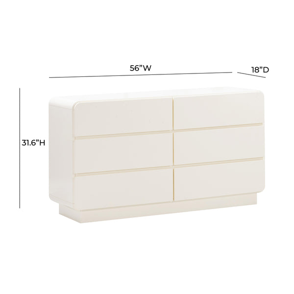 TOV Furniture Sagura 6-Drawer Dresser Cream 56"W x 18"D x 31.6"H