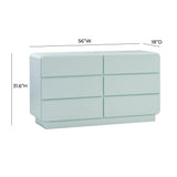 TOV Furniture Sagura 6-Drawer Dresser Blue 56"W x 18"D x 31.6"H