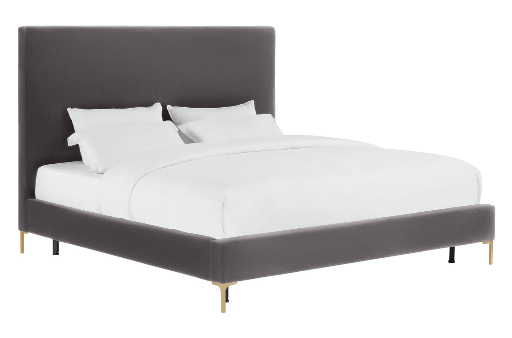 Delilah Grey Velvet Bed in Queen