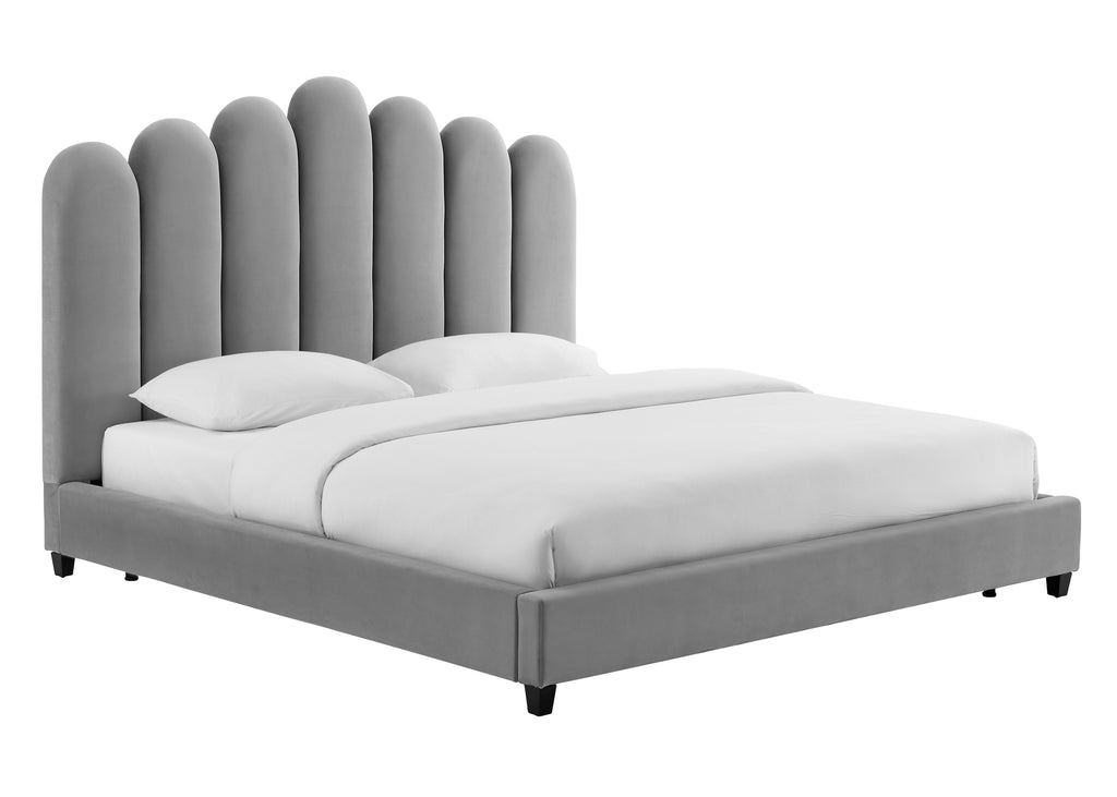 Celine Grey Velvet Bed in Queen