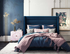 Koah Navy Velvet Bed in Queen