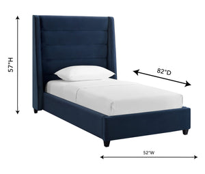 Koah Navy Velvet Bed in Twin