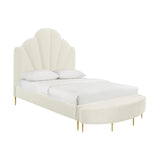 Bianca Cream Velvet Bed in Queen