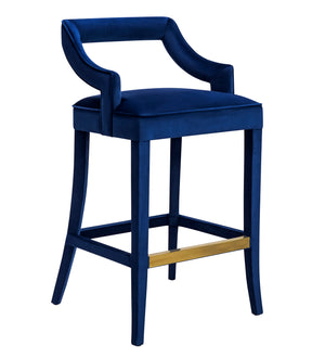 Tiffany Navy Velvet Counter Stool