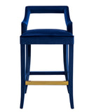 Tiffany Navy Velvet Counter Stool