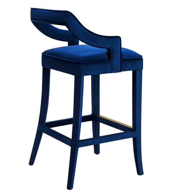 Tiffany Navy Velvet Counter Stool