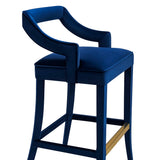 Tiffany Navy Velvet Counter Stool