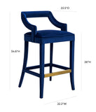 Tiffany Navy Velvet Counter Stool